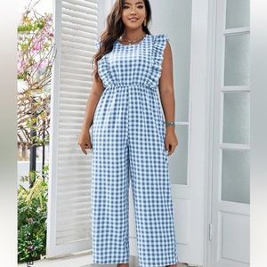 Blue Gingham Jumpsuit